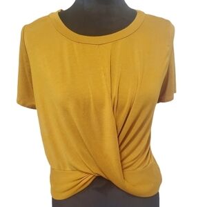 Gaze Knot Cropped Tee mustard yellow size M